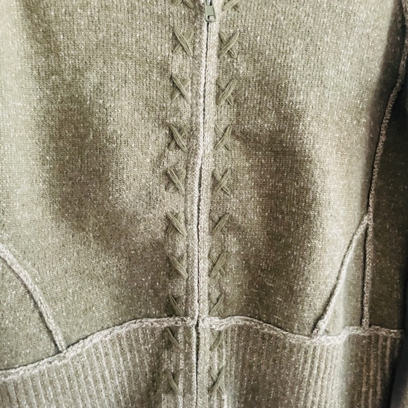 Paraphrase Lambswool Angora Zip Cardigan Sweater Marled Green Warm Sz Large - Picture 9 of 12